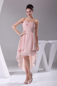 Pink Sweetheart High-low Chiffon Dresses for Prom Princess 2014