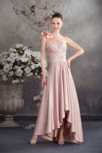 Flowery One Shoulder High-low Pink Junior Prom in Modesto CA