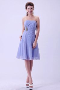 Lilac A-line Prom Bridemaid Dress to Knee-length Made in Chiffon