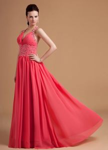 Delish Plunging Beaded Prom Party Dress Halter Top Floor-length