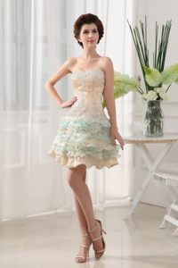 Colorful Sweetheart Short Prom Dress with Multi-tiered Ruffles