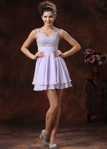 Straps Lilac Beaded Mini Prom Graduation Dress in Danville USA