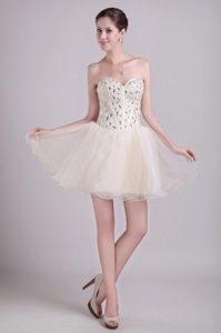 Champagne A-line Sweetheart Organza Beading Prom/Cocktail Dress