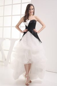 White and Black Sweetheart High-low Prom Dresses with Pick-ups