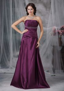 Dark Purple Beaded and Ruched Prom Cocktail Dresses Lace up Back