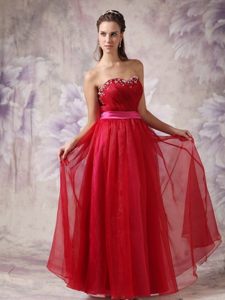 Organza Sash Decorated Dresses for Prom Night Beading Sweetheart