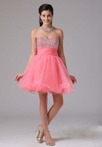 New Organza Mini-length Dress for Prom Queen Beading Lace up Back