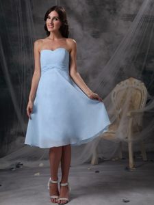 Nifty Light Blue Chiffon Prom Cocktail Dresses Sweetheart Knee-length