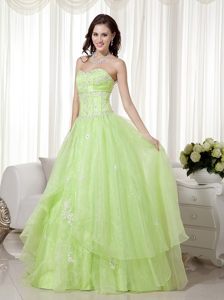 Latest Organza Appliques Prom Dresses Sweetheart for Montes Claros