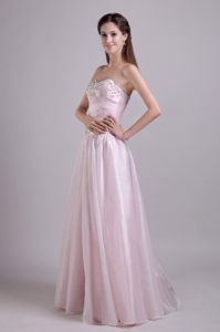 Beaded Baby Pink Floor Length Prom Theme Dresses of Lace-up 2014