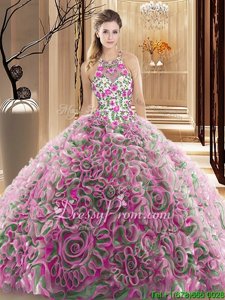 Great Multi-color Sleeveless Organza Criss Cross Vestidos de Quinceanera forMilitary Ball and Sweet 16 and Quinceanera