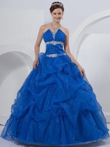 Organza Beaded and Appliques Quinceanera Dress Hand Made Flowers