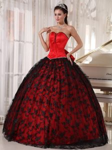 Sleeveless Dresses for a Quince Sweetheart with Big Bowknot in Red