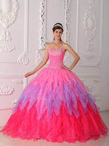 Beading and Ruffles Accent Sweet 15 Dresses in Pink and Lavender