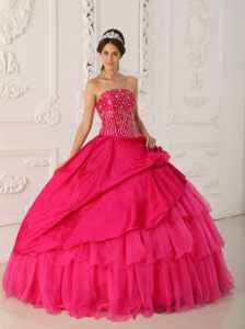Beading and Ruffled Layers Accent Sweet 15 Dresses in Hot Pink