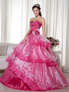 San Diego CA Hot Pink Organza Quinceanera Gowns with Beading
