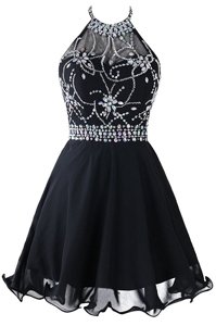 Exquisite Scoop Black Sleeveless Organza Zipper Prom Dresses for Prom and Party