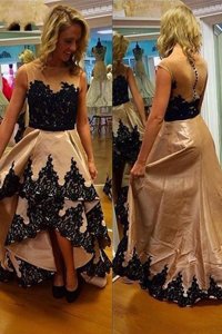 Asymmetrical Zipper Evening Dress Champagne and In for Prom with Lace