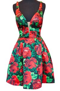 Custom Designed Multi-color Satin Zipper Prom Party Dress Sleeveless Mini Length Pattern
