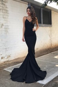 Modest Mermaid Sleeveless Sweep Train Zipper With Train Ruching Prom Dresses