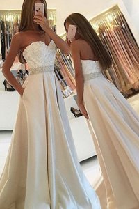 Sleeveless Beading and Lace Zipper Prom Dresses