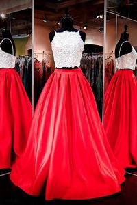 Charming Red Prom Dress Prom and Party and For with Lace and Ruching Square Sleeveless Backless