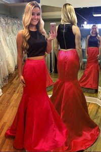 Colorful Mermaid Scoop Sleeveless Zipper Floor Length Ruching Prom Evening Gown