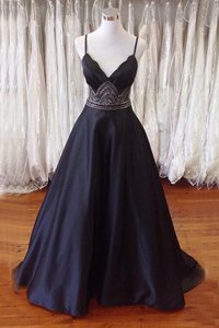 Dynamic Sleeveless With Train Beading Backless Prom Evening Gown with Black Sweep Train