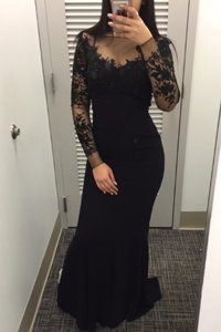 Adorable Mermaid Black Long Sleeves Beading and Lace Floor Length Prom Gown