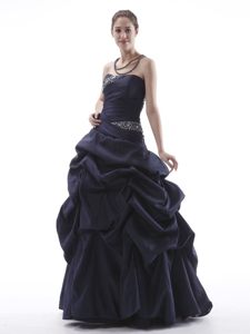 Beading and Pick Ups Accent Prom Party Dress in Navy Blue 2014