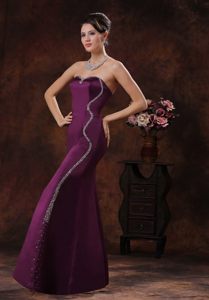 Beading Decorate Sweetheart Prom Evening Dress in Dark Purple