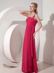 Attractive Red Prom Gown Dress by Chiffon with One Shoulder