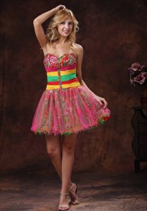 Multi-colored Sweetheart Puffy Mini Prom Graduation Dresses