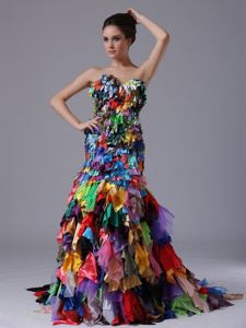 Mermaid Sweetheart Multi-color Ruffled Prom Dress for Ladies