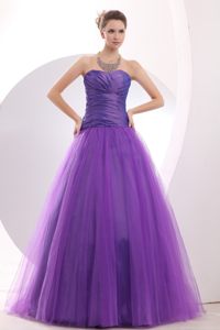 2014 New A-line Sweetheart Ruched Purple Prom Dress in Bristol