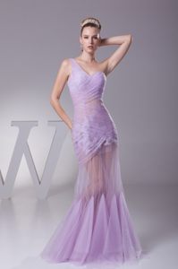 Modest Mermaid Lavender Appliques One Shoulder Prom Gown