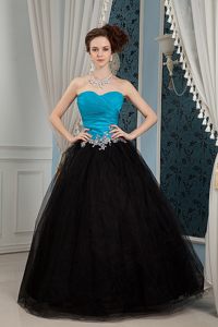 2013 New Arrival A-line Ruched Blue and Black Prom Party Dress