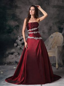 Strapless Appliqued Wine Red Prom Dress in West Midlands