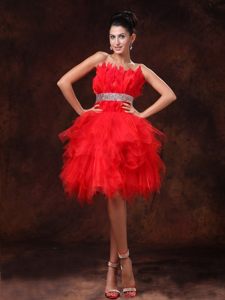 Plus Size Asymmetrical Style Strapless Red Short Prom Dress