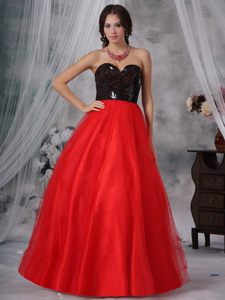 Cheap A-line Red and Black Prom Evening Dress with Paillette