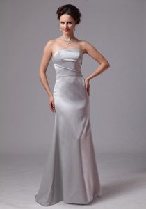 Customized Strapless Column Sliver Dress for Prom Brush Train
