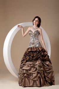 Sweetheart Leopard Bodice Prom Graduation Dress Pick-ups Ball Gown