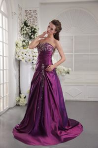 New Ruches Appliques Prom Graduation Dresses Strapless Sweep Train