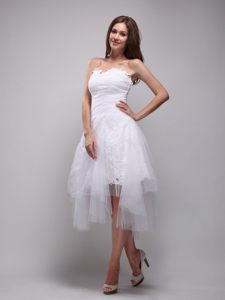 Angel White Prom Party Dresses Strapless High-low with Zipper up Back
