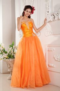 Elegant Floor-length Prom Graduation Dress Beading Sweetheart Organza