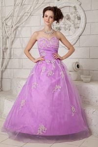 A-line Sweetheart Appliqued Lavender Prom Gown Dress Suffolk