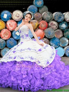 Smart Sleeveless Lace Up Floor Length Appliques and Embroidery and Ruffles Quinceanera Gown