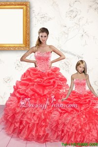 Amazing Sleeveless Lace Up Floor Length Beading and Ruffles and Pick Ups 15th Birthday Dress