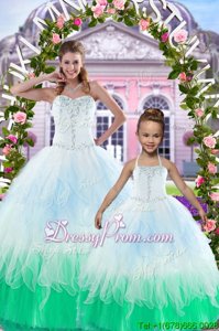 Elegant Multi-color Ball Gowns Organza Sweetheart Sleeveless Beading Floor Length Lace Up Quinceanera Dress