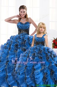 Affordable Sleeveless Lace Up Floor Length Beading and Appliques and Ruffles 15th Birthday Dress